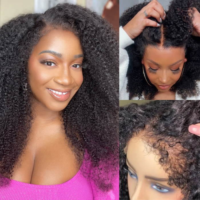 Nadula Flash Sale Affordable Glueless 150% Density Kinky Curly 4x4 Lace Front Air Wigs