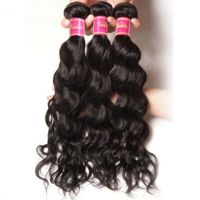 Natural Wave Nadula Virgin Hair Weave 3 Bundles With Closure Unprocessed Human Hair