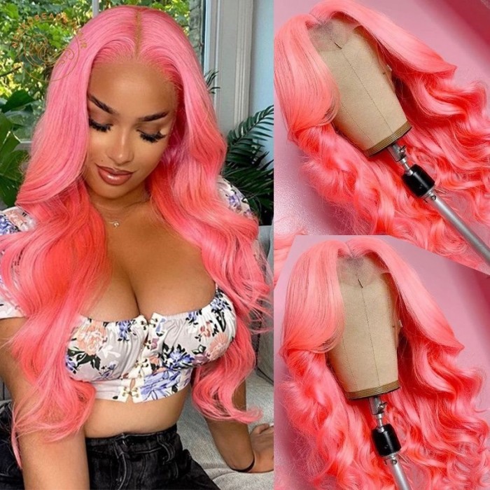 Nadula Whtsapp Flash Deal 24 Inch Lace Front Loose Wave Pink Color Wig