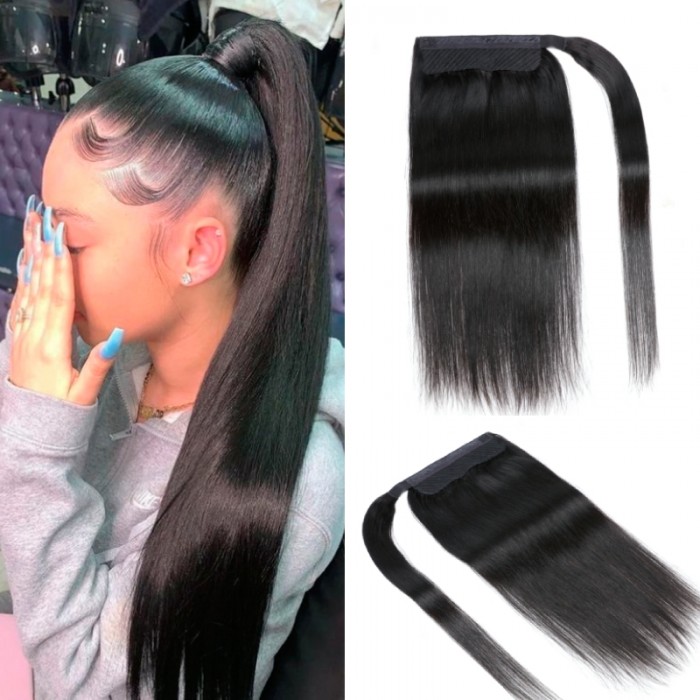 Nadula Straight Clip In Ponytail Hair Extensions Virgin Human Hair High Ponytail