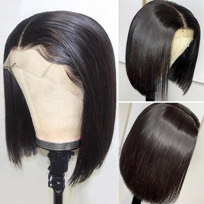 Nadula 8-14 Inch Short Bob Wigs 4x4 Lace Closure Human Hair Bob Wigs