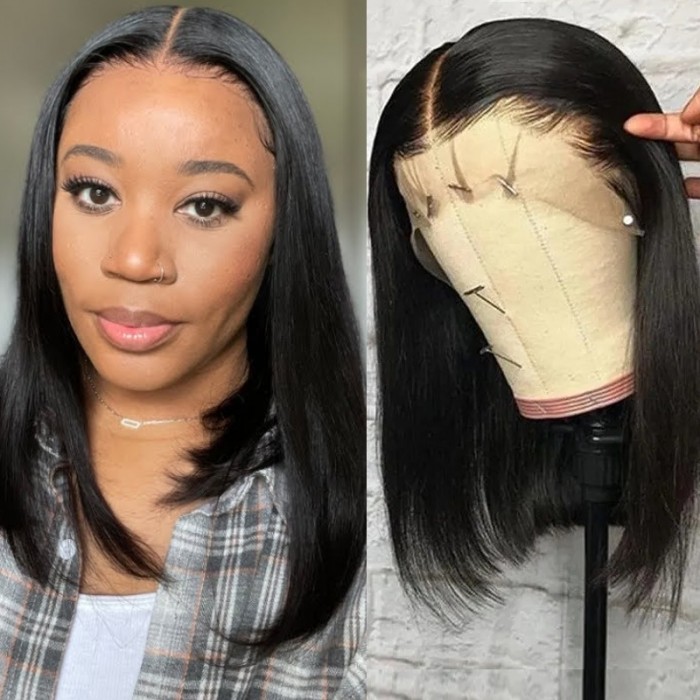 Nadula BOGO 12 Inch  13*4  Lace Frontal Straight Short Bob Wig