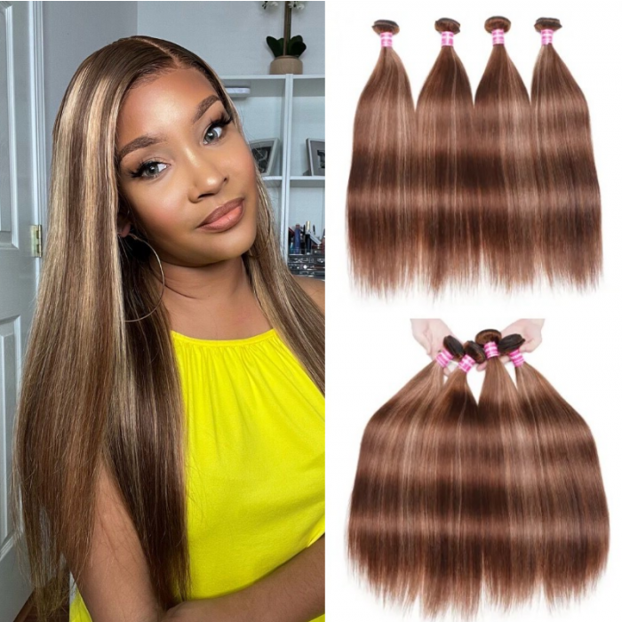 Nadula Piano Honey Blond Straight Hair 4 Bundles 100% Human Hair Weave Unprocessed Hair Extension