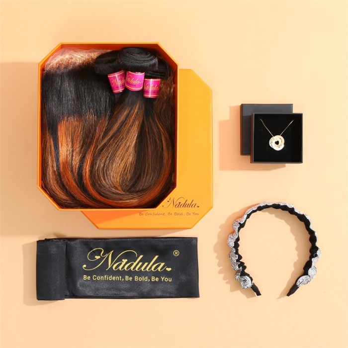 Nadula 3 Bundles Straight Colored Hair Weave #FB30 Highlight Human Hair Weave