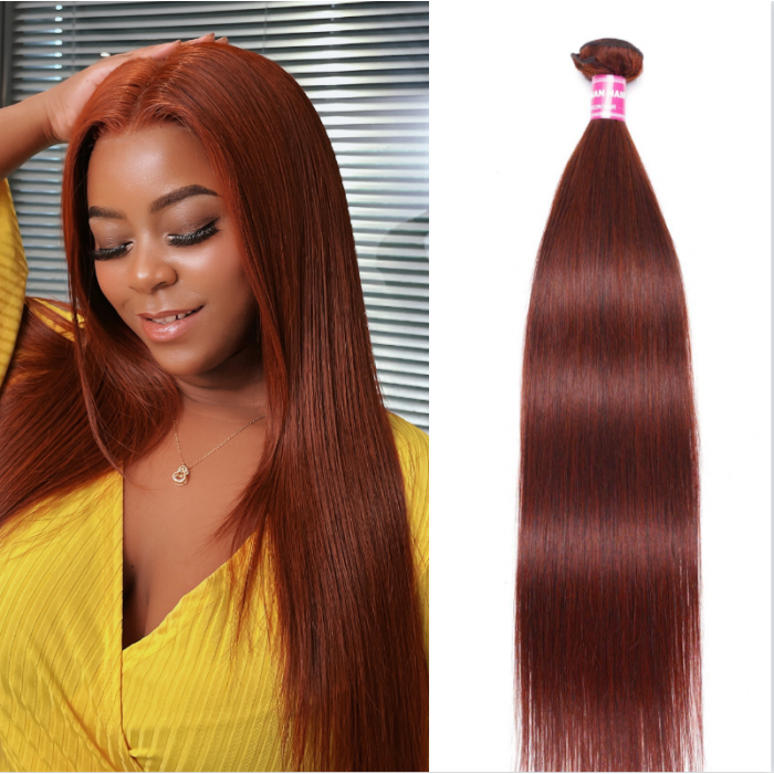 Nadula Straight Unprocessed Hair Weave1 Bundle Dark Aubrn Reb Brown Color For Sale
