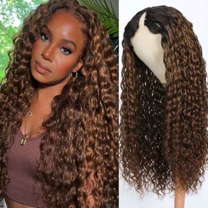 Nadula Water Wave V Part Wig Light Chocolate Brown Glueless Wig Beginner Friendly Upgrade U Part Wig Human Hair