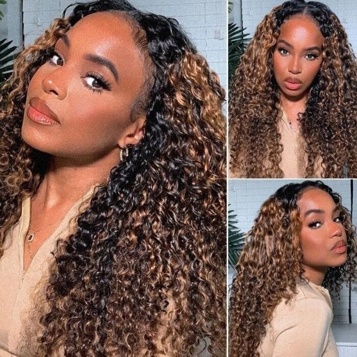 Nadula Flash Deal 20 Inch Curly Brown Highlight U Part Balayage Wigs 