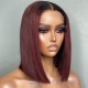 Nadula Whatsapp Flash Deal Short Bob Ombre 99J Straight Bob Wig Pre Plucked 4x4 Lace Closure Wig Red Wine Color Hair