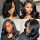 Nadula Whatsapp Flash Deal Body Wave Short Bob Wig Natural Black Lace Front 13X5X0.5 Middle T Part Lace Pre Plucked Hairline 