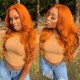 Image of Nadula Colored Orange Ginger Lace Part Wig Human Hair 4x0.75 T Part Body Wave Wig With Baby Hair