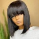 Nadula Flash Sale Bob Wig With Bangs 150% Density Virgin Remy Hair Classic Glueless Wig
