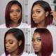 Nadula Whatsapp Flash Deal Short Bob Ombre 99J Straight Bob Wig Pre Plucked 4x4 Lace Closure Wig Red Wine Color Hair