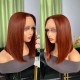 Nadula Whatsapp Flash Deal Straight Short Bob Red Brown Wig #33 Dark Auburn Color 13X5X0.5 Lace Front Middle Part Wig Pre Plucked