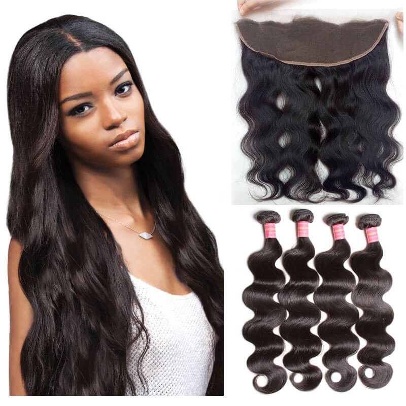 4 Bundles Body Wave Virgin Hair Weave With Lace Frontal ...