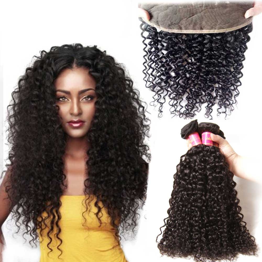 Nadula Wholesale Kinky Curly Hair Weave Bundles With 13x4 ...