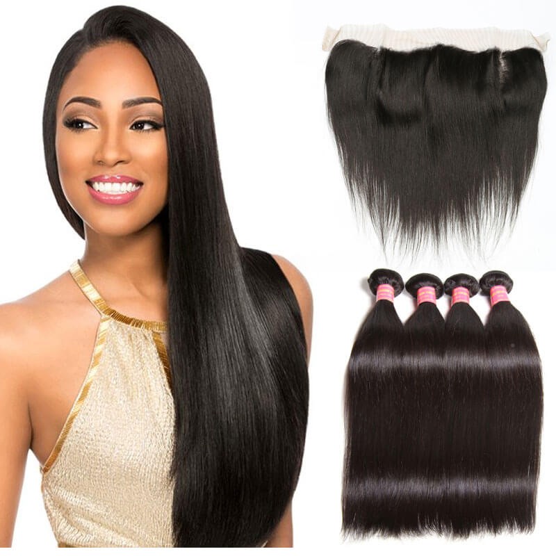 Nadula 4 Bundles Straight Virgin Hair Weave With Lace ...