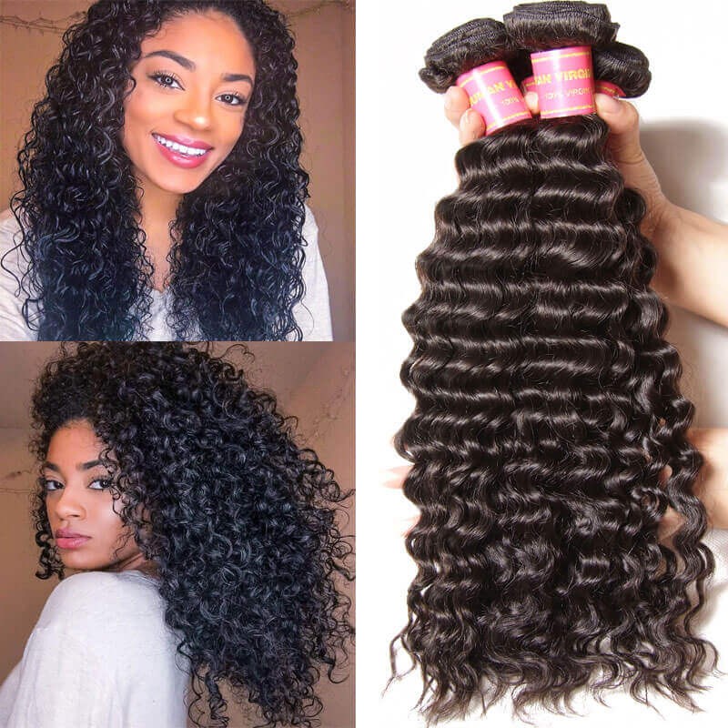 4 Bundles Malaysian Deep Wave, Human Hair Weave,