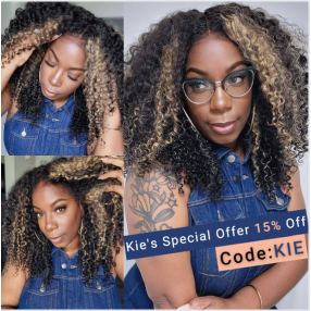 Nadula Balayage Black and blonde Highlights Lace Front 4c Curly Wig