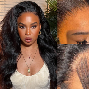 Nadula Yaki Kinky Straight 4*4 Lace Closure Wig Wear and Go Breathable Cap Affordable Pre-cut Lace Wig