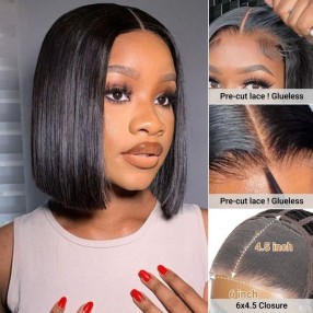 Nadula Beginner Friendly Bob Wig Pre Cut Lace Wig Silky Human Hair Wear and Go Wig