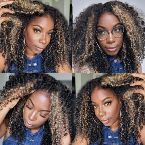 Nadula Balayage Black and blonde Highlights Lace Front 4c Curly Wig