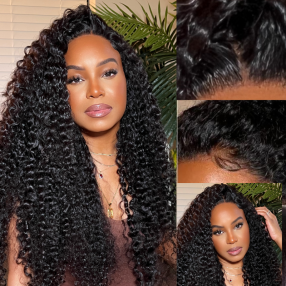 Nadula Glueless Crystal Lace Pre Plucked Curly Wigs Invisible 5x5 HD Lace Melted Match All Skin Color