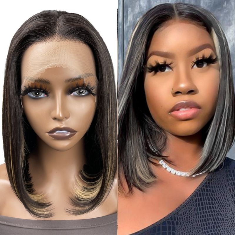 Nadula No Bleach Blonde Faux Highlights 13x4 Lace Front Bob Wig Quick Beginner Friendly Install