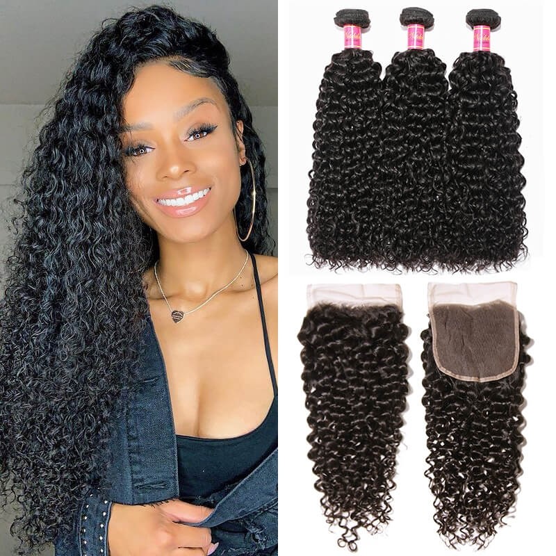 human hair extensions with closure