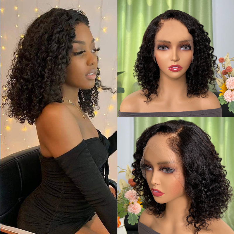 

Nadula Whatsapp Flash Deal Deep Wave Short Bob Lace Front Wig 150% Density With Pre-plucked Human Hair Wig