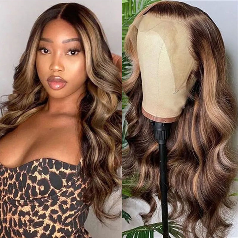 

Nadula Piano Honey Blonde Body Wave Lace Front Wigs Affordable Shadow Root Highlight Wig130% Realistic Natural Looking Density