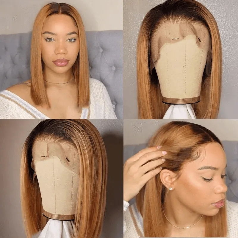 

Nadula Flash Sale Blunt Cut Short Bob T Part Lace Wig Auburn Brow