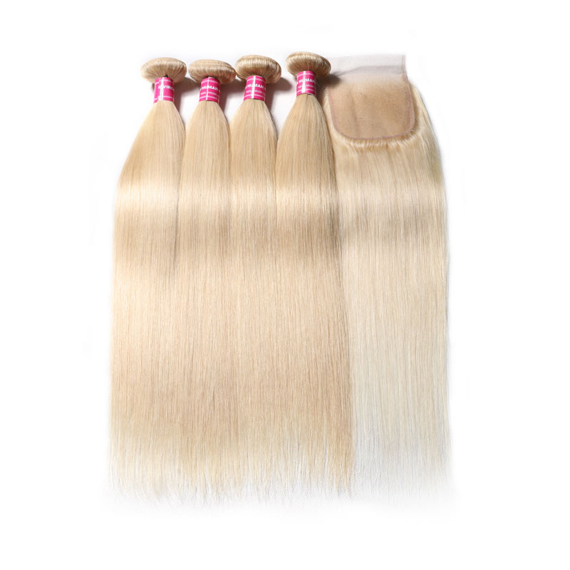

Nadula 613 Blonde Straight Hair 4 Bundles with 4×4 Lace Closure on Deals