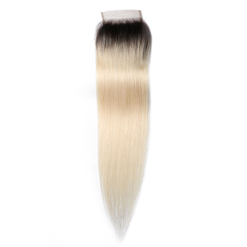 

Nadula Hair 1B/613 Straight Wave 4x4 Lace Closure 100% Virgin Hair Free Part