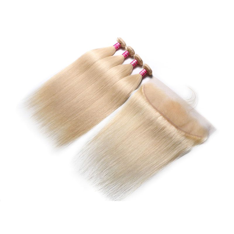

Nadula Blond Hair 4 Bundles Straight Virgin Hair With Lace Frontal 13x4 Human Hair #613 Clolor