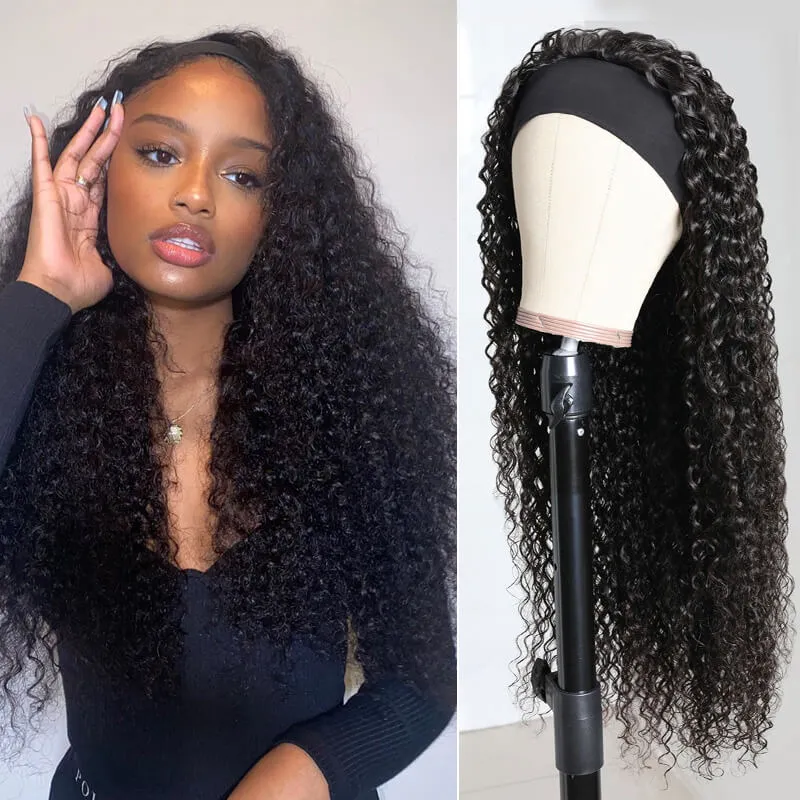 

Nadula Flashdeal Glueless Jerry Curly Wig Headband Wig 150% Density Human Hair Wigs Natural Looking