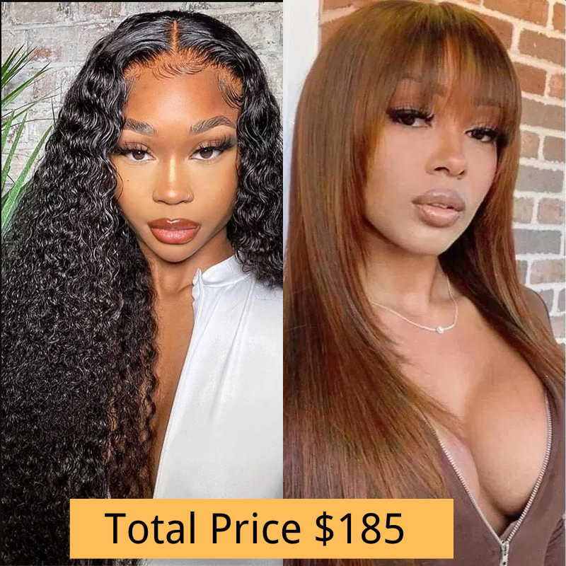 Nadula Buy One Get One Free 16 Inch Beginner Friendly V Part Wigs Glueless Jerry Curly Human Hair Wigs No Sew In No Gel NO Leave Out V Part Wig