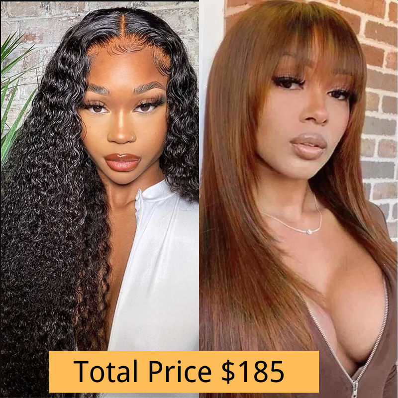 

Nadula Buy One Get One Free 16 Inch Beginner Friendly V Part Wigs Glueless Jerry Curly Human Hair Wigs No Sew In No Gel NO Leave Out V Part Wig