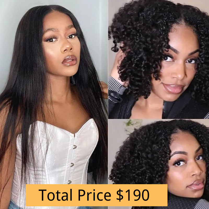 

Nadula Buy 1 Get 1 Free 18 Inch V Part Kinky Curly Wig Upgrade U Part Human Hair Wig Beginner Friendly