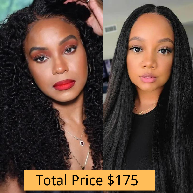 

Nadula Buy One Get One Free 20 Inch Kinky Curly 13X4 Lace Front Human Hair Wigs