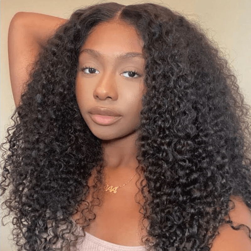 

Nadula Afro Kinky Curly 5*5 Transparent HD Lace Closure Wig Natural Color Glueless 180% Density Human Hair Pre Plucked