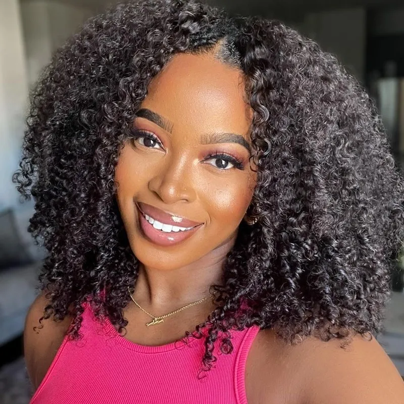 

Nadula 22 Inch Kinky Curly V Part Human Hair Wigs Coily Hair Samp