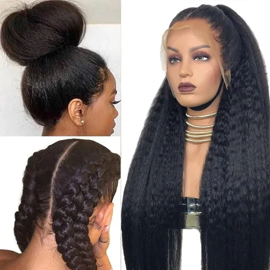 

Nadula Natural Black Kinky Straight Human Hair Wig with Baby Hair