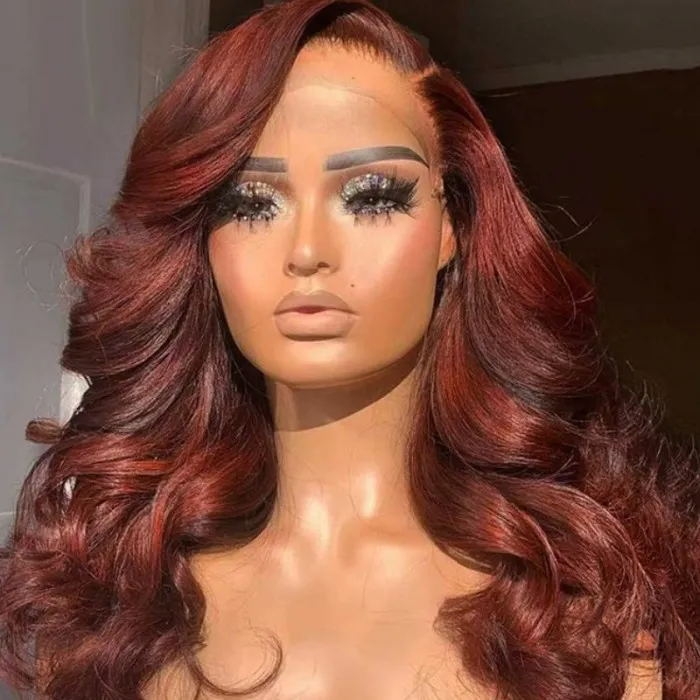 

Nadula 33B Air Wig Glueless Body Wave Lace Closure Wig with Breathable Cap Reddish Brown Colored Human Hair Wigs