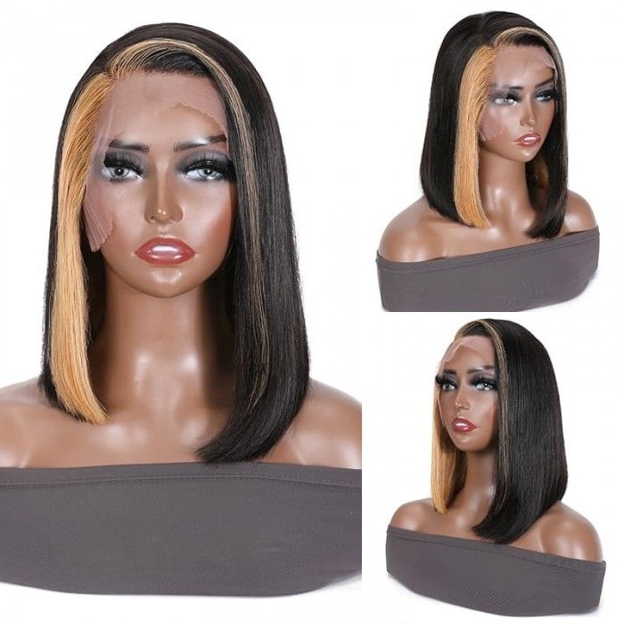 

Nadula Honey Brown Highlight Bob Wig Straight Lace Front Ombre W