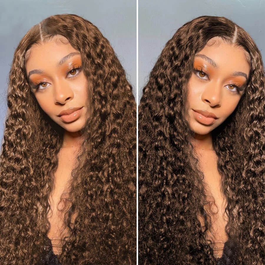 

Nadula Whatsapp Flash Deal Brown Curly Wave Lace Part Wig Human Hair Wigs Wet And Wavy Wig #4 Colored Wigs