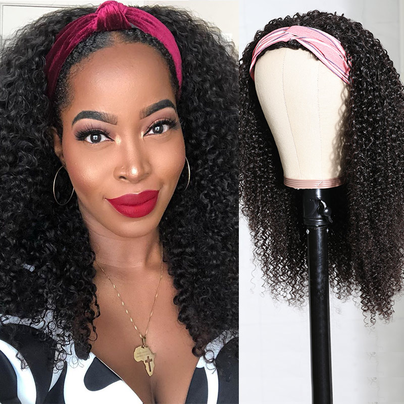 

Nadula Afro Curly Human Hair 3/4 Half Wig for African American Women150% Density Affordable Kinky Curly Wig for Sale