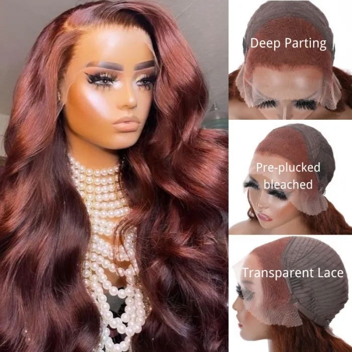 

Nadula Flash Deal Half Price Red Brown Auburn Body Wave Human Hair Wig Hair Perfect Hair Color For Deep Skin Tones 13x4 Lace Front Wigs For Women