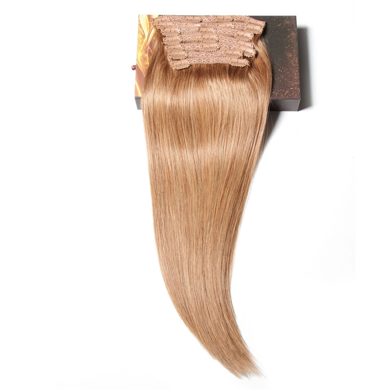 

Nadula #12 Light Brown 100% Human Hair Clip In Hair Extensions Full Head