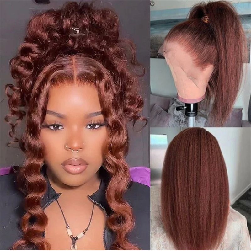 Nadula Flash Sale T Part Wig Reddish Brown Kinky Straight Wig Aff