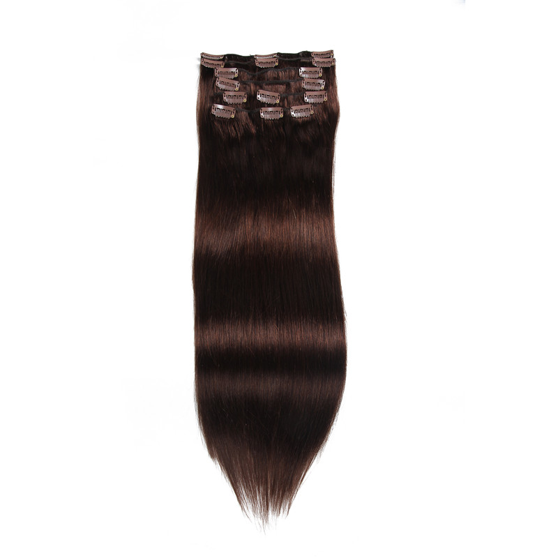 

Nadula #2 Dark Brown 100% Real Human Hair Clip In Straight Hair Extensions